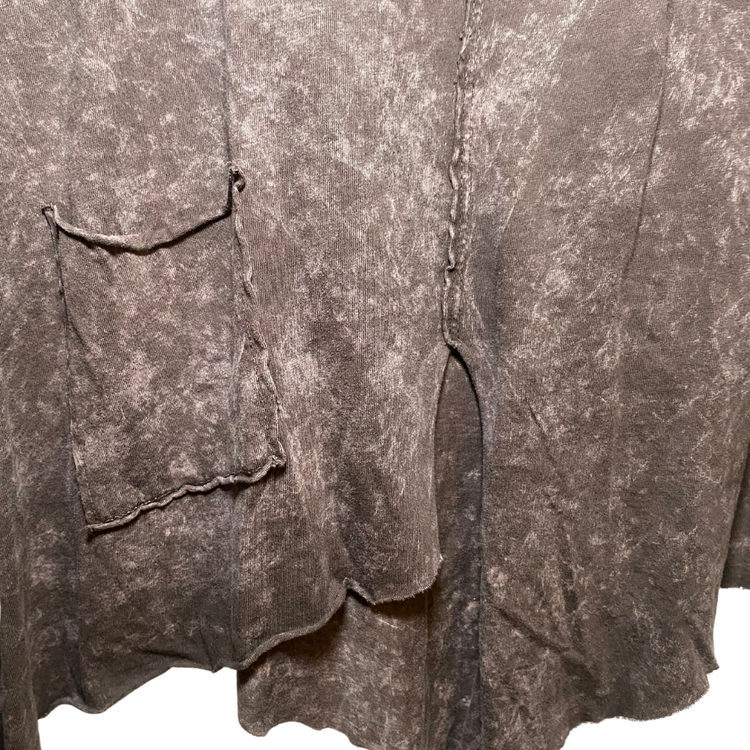 Italian Cotton Brown Mineral Washed Asymmetrical Loose Pull Over Top