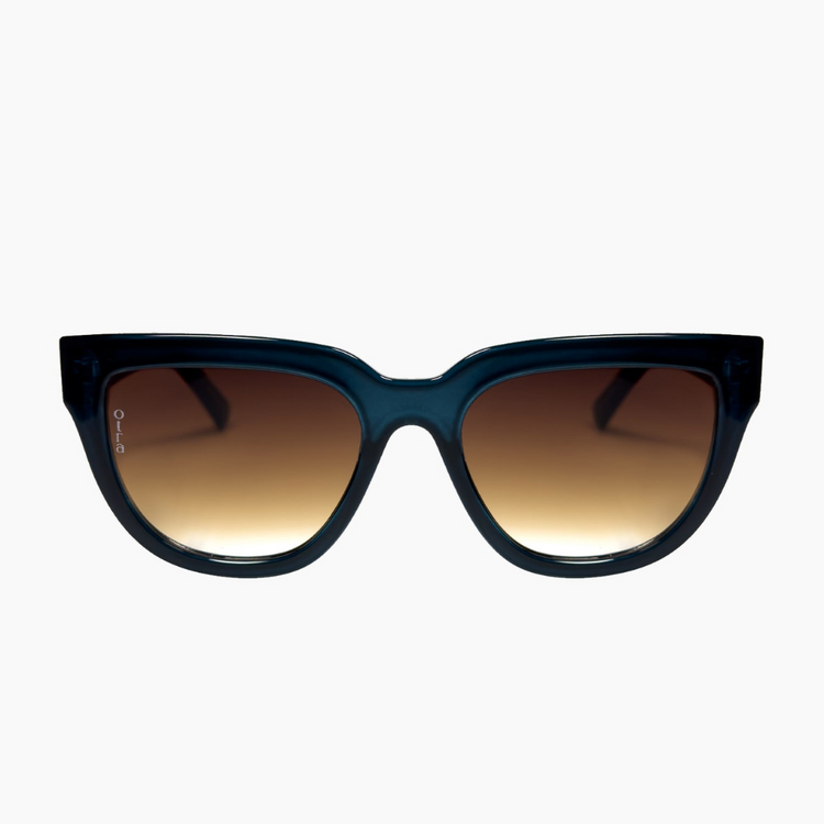 Otra Mara Navy Blue Squared Wayfarer Sunglasses with Gradient Brown Lens