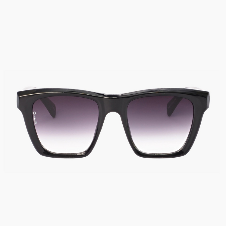 Otra Aspen Oversized Thick Black Sunglasses with Gradient Fade Smoke Lens