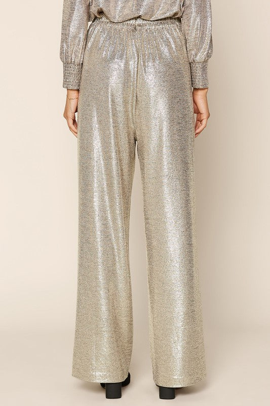 Wide Leg Foil Knit Pants