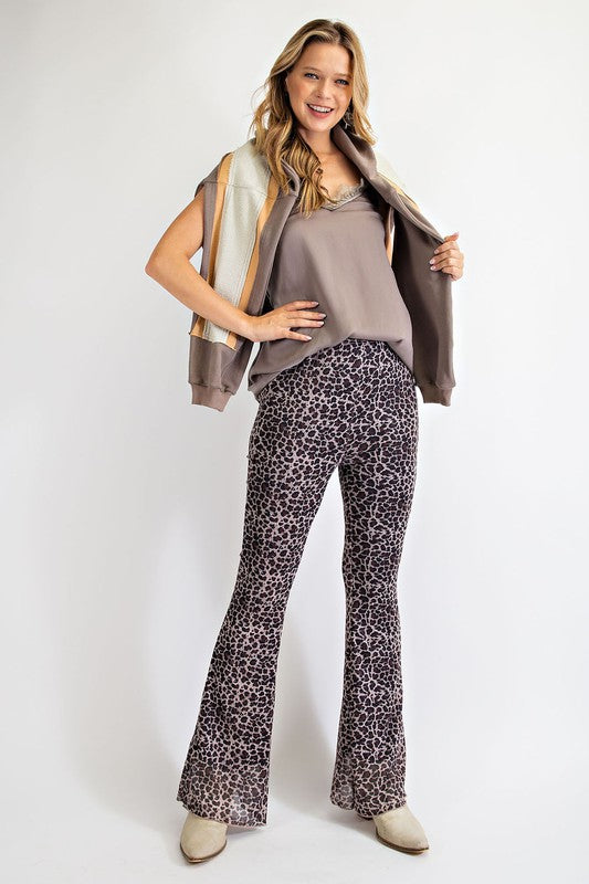 Animal Printed Mesh Lined Pants