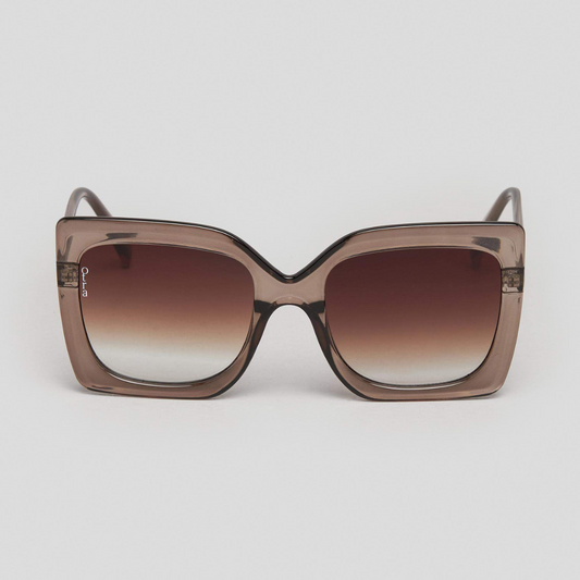 Otra Dynasty Olive Oversized Squared Sunglasses with Gradient Fade Brown Lens
