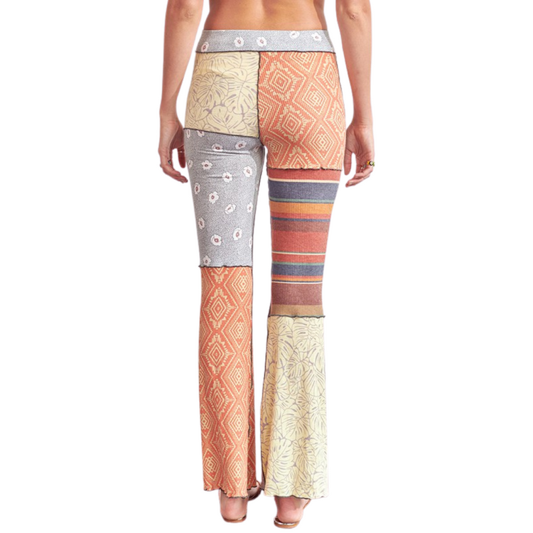 Exposed Seaming Patchwork Flare Pants