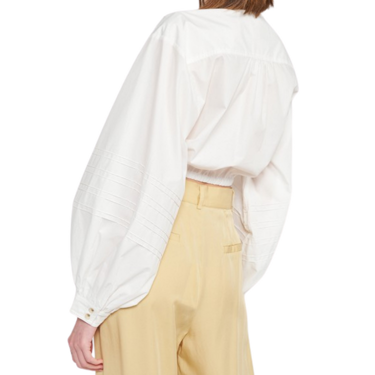 Bubble Sleeve Poplin Crop Top