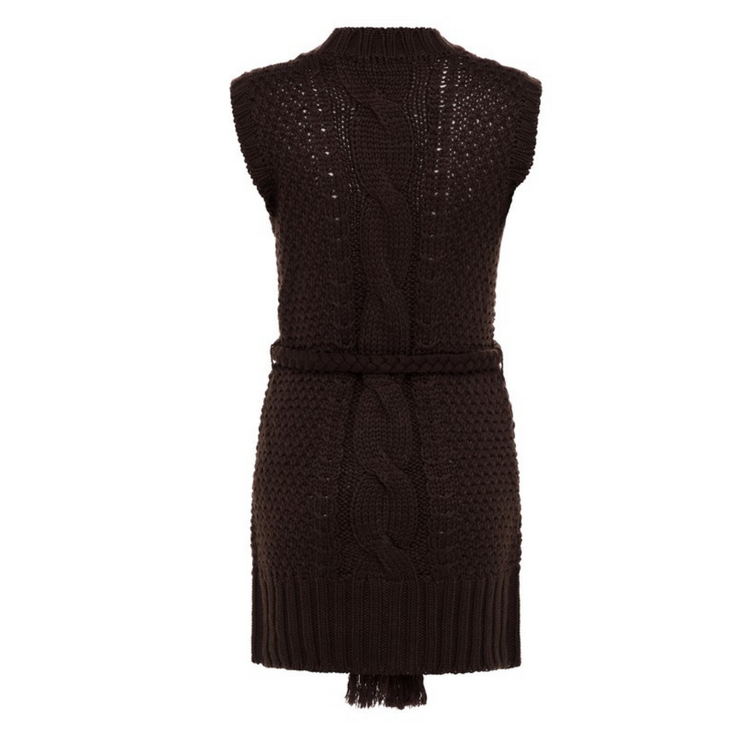 Long Cable Knit Sweater Cardigan Vest