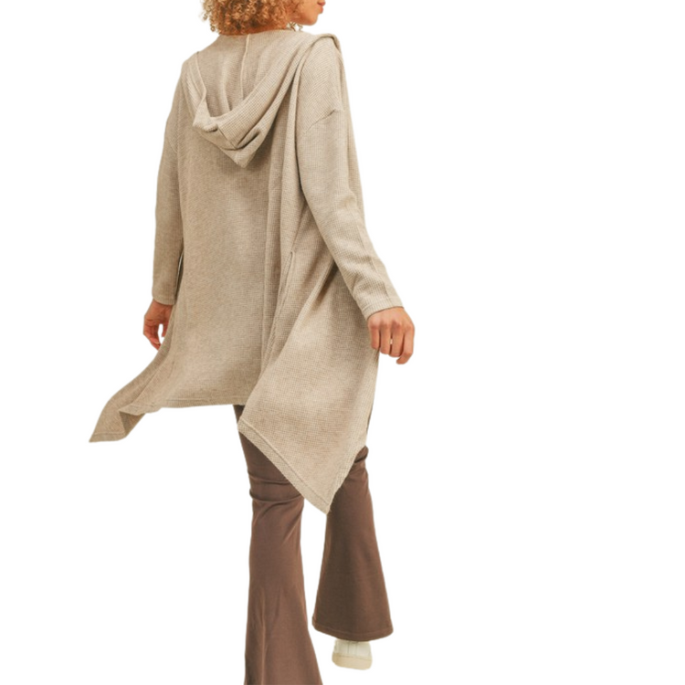 Waffle Knit Soft Hoodie Cardigan