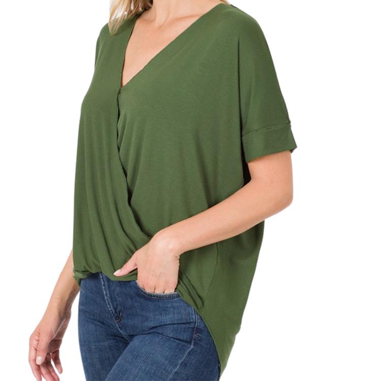 Criss Cross Layered Draped Front Top