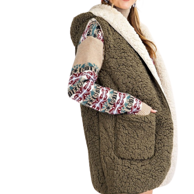 Soft Teddy Cardigan Vest with Pockets.