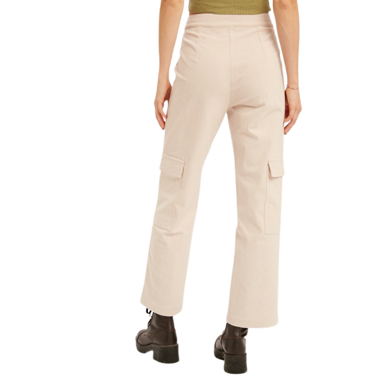 Ivory Stretch Corduroy Cargo Pant