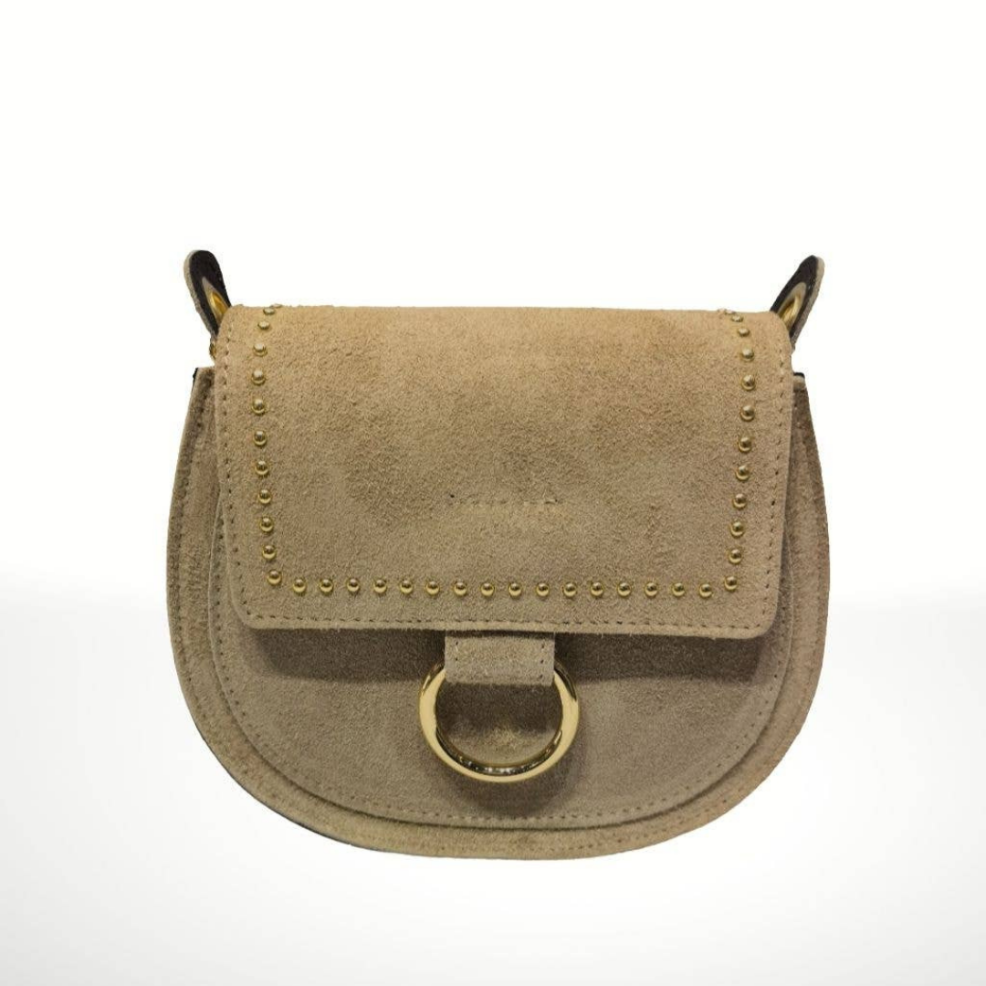 Bags  Italian Leather Crossbody Bag Dark Taupe Adjustable Strap