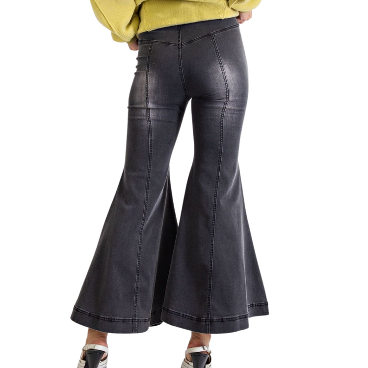 Stretchy Black Denim Bell Bottoms