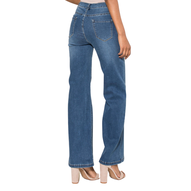 High-Waisted Wide Leg Flare Stretch Jeans
