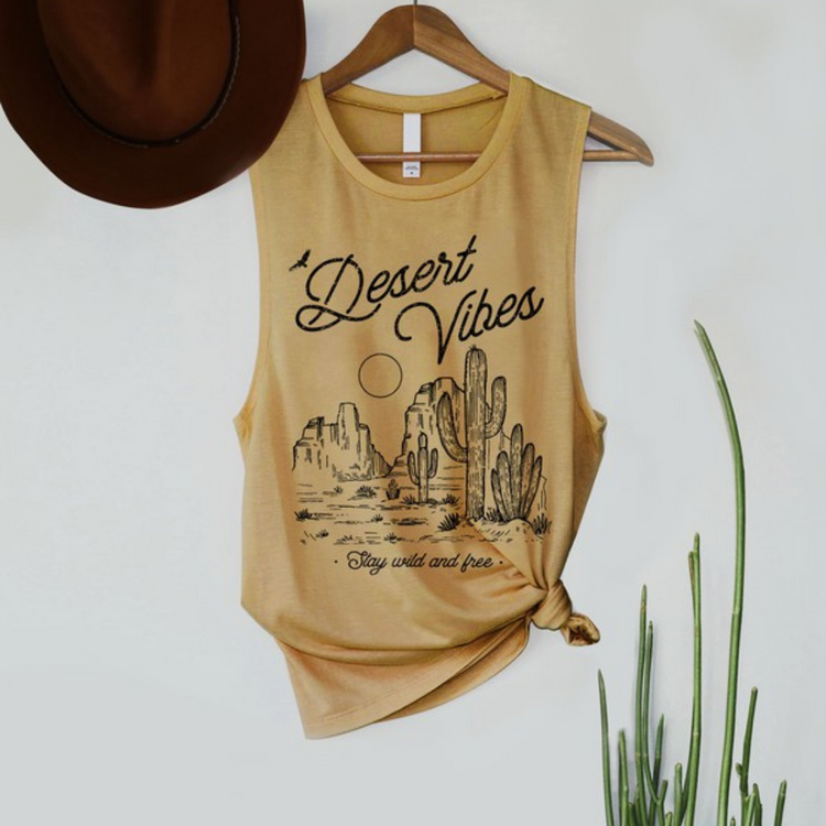 Desert Vibes Wild and Free Low-Cut Armhole Muscle Tank Top