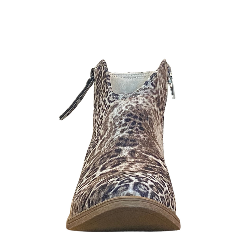 Faded Black Ivory Leopard Heeled Ankle Boot