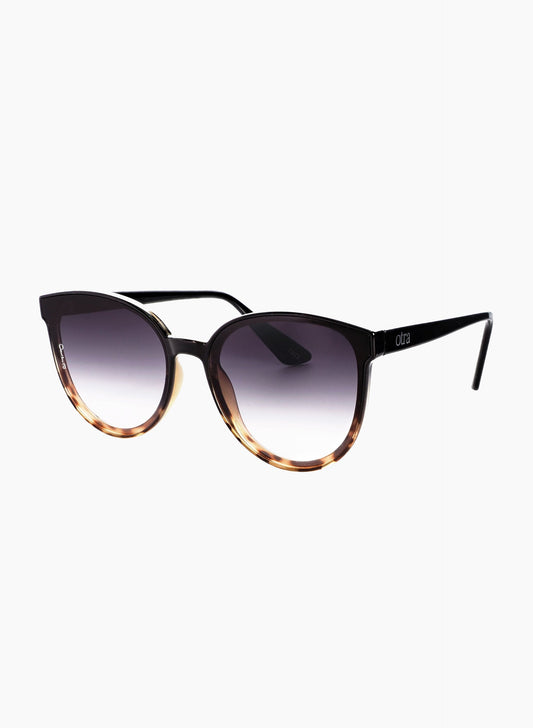 Otra Dali Thin Rounded Black to Tortoiseshell Sunglasses with Gradient Smoke Lens