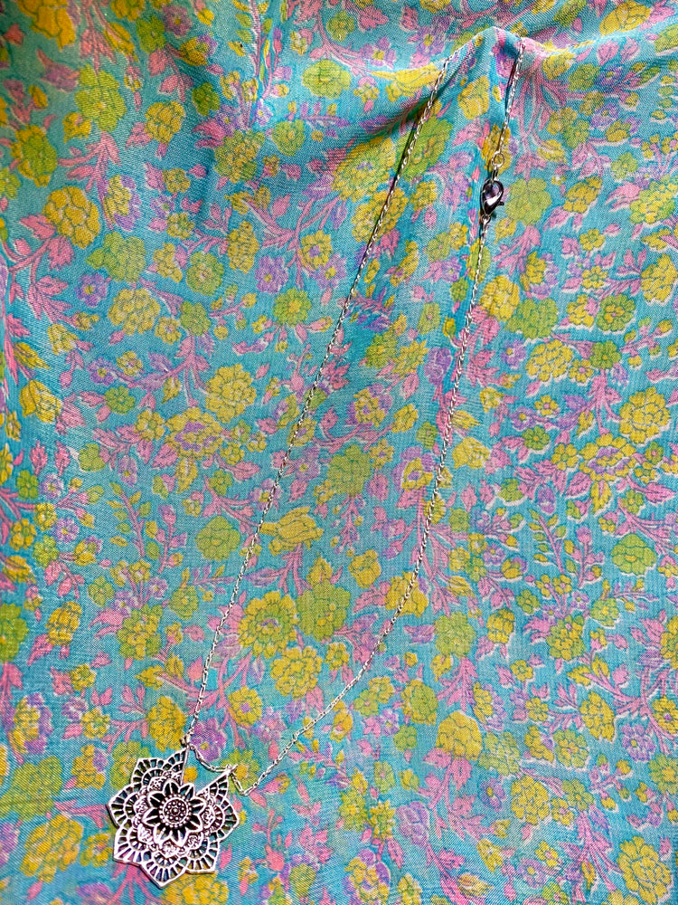 Alina Sterling Silver Mandela Flower Pendant Necklace