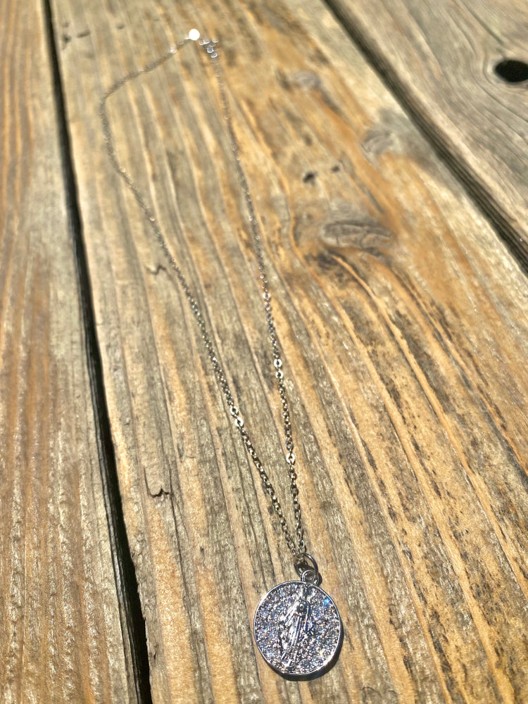 Alina Sterling Silver CZ Virgin Mary Pendant Necklace