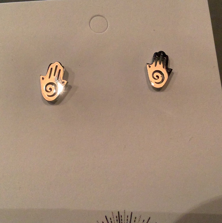 Silver Hamsa Stud Earrings