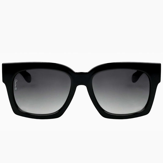 Otra Alba Black Frame Tortoise Arms Smoke Lens - Squared Oversized Sunglasses