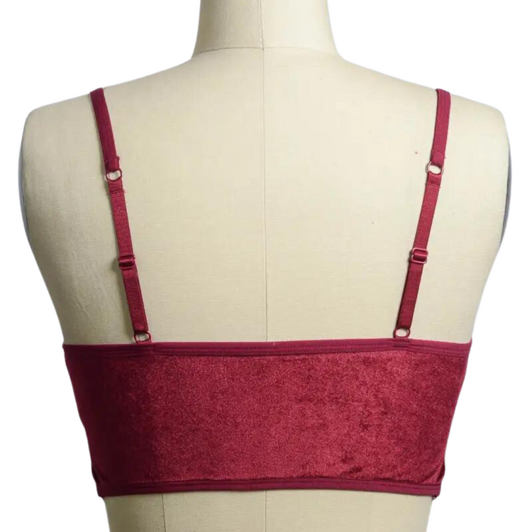 Burgundy Velvet and Lace Bralette