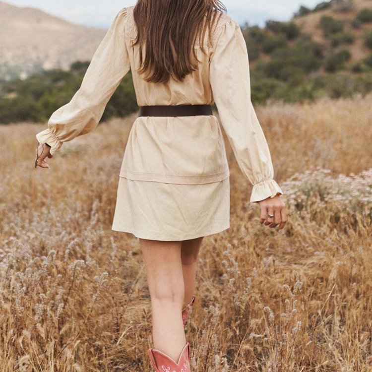 Ivory Long-sleeve Button Front Shirt Dress