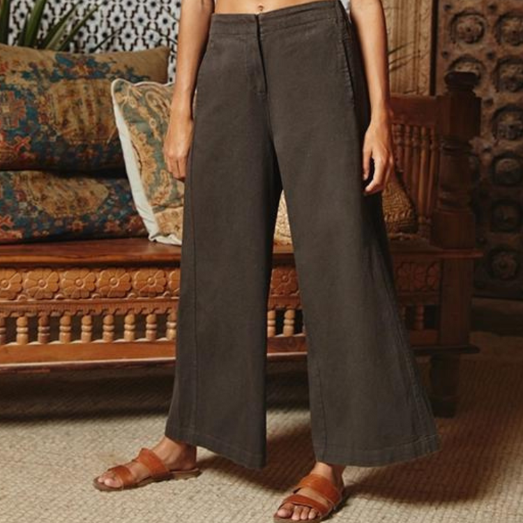 Charcoal Wide Leg Crop Pants