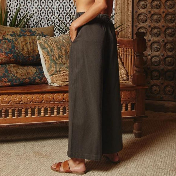 Charcoal Wide Leg Crop Pants