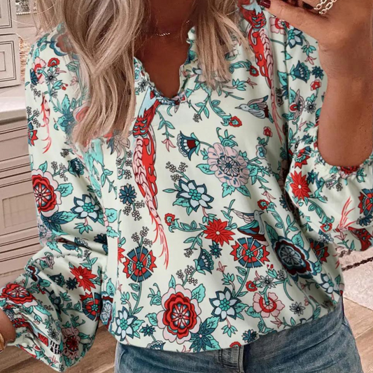 Floral V Neck Blouse