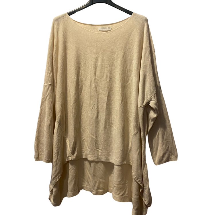 Italian Thin Oversized Scoop Neck High Low Sweater