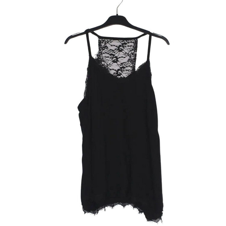 Italian Viscose Tank Top with Lace Trim and lace Racerback