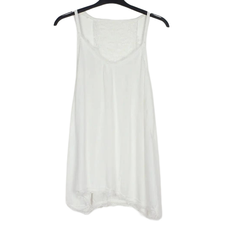 Italian Viscose Tank Top with Lace Trim and lace Racerback