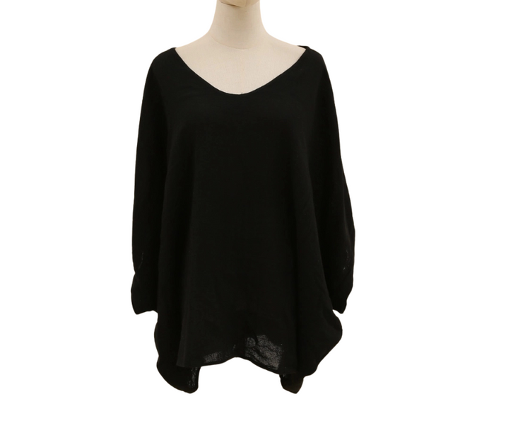 Italian Linen Oversized Dolman Short Sleeve Shirt Top