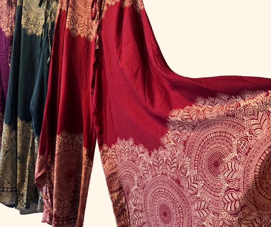 Thailand Boho Cotton Harem Asymmetrical Pants with Various Medallion Prints/Colors