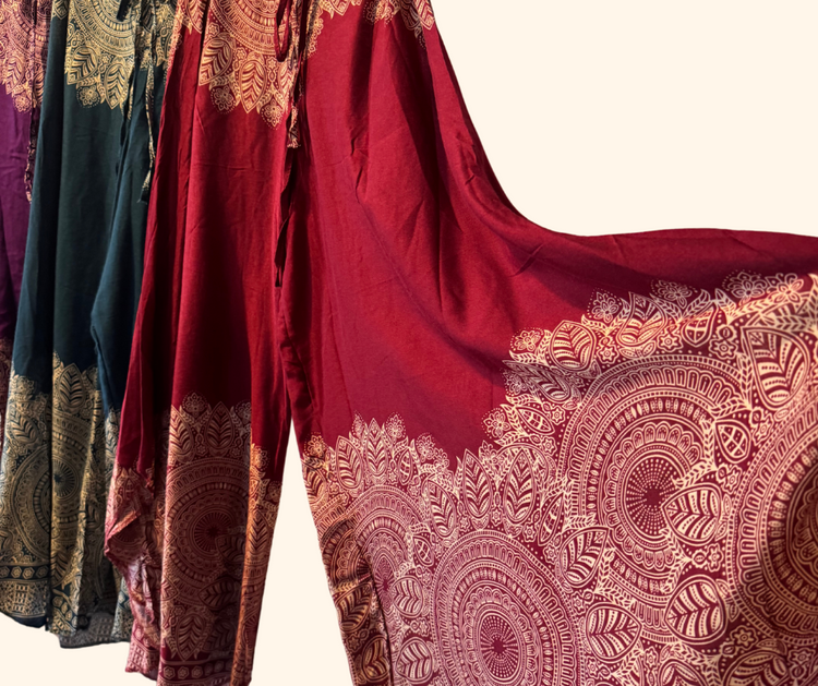 Thailand Boho Cotton Harem Asymmetrical Pants with Various Medallion Prints/Colors