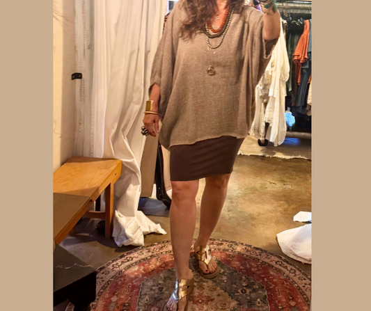 Italian Linen Oversized Dolman Short Sleeve Shirt Top