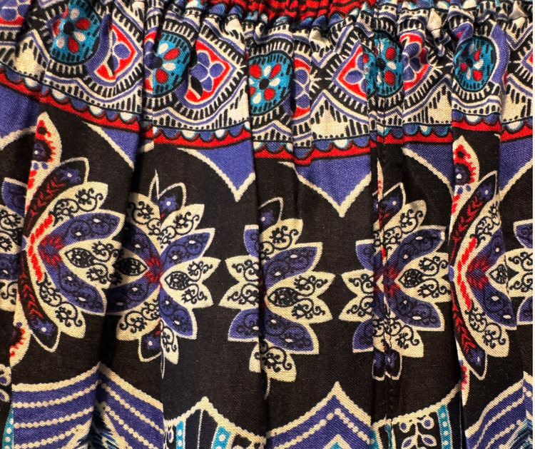 Thailand Boho Cotton Harem Asymmetrical Pants with Embroidered Front Waist Detail