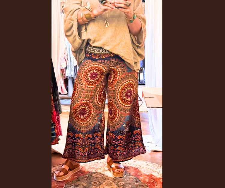Thailand Boho Cotton Harem Asymmetrical Pants with Embroidered Front Waist Detail