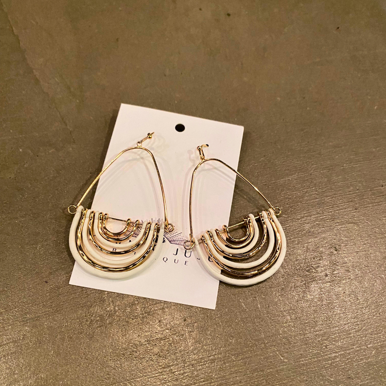 Half Moon Gold and Colored Wire Dangle Earrings