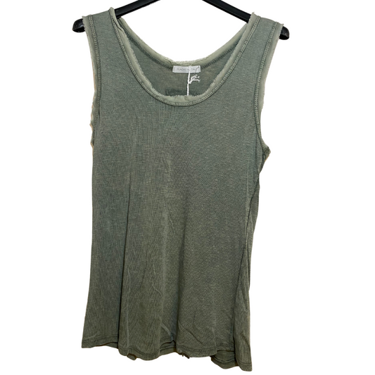 Italian Tank Top with Distressed Raw Edge Neck Trim Detail Various Colors