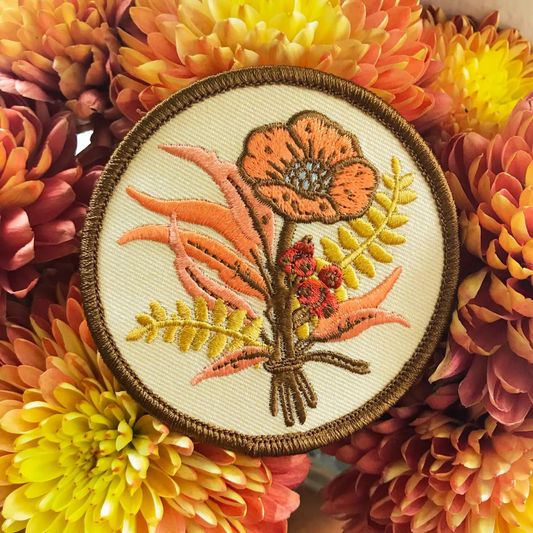 Floral Embroidered Patch, Iron On Patch