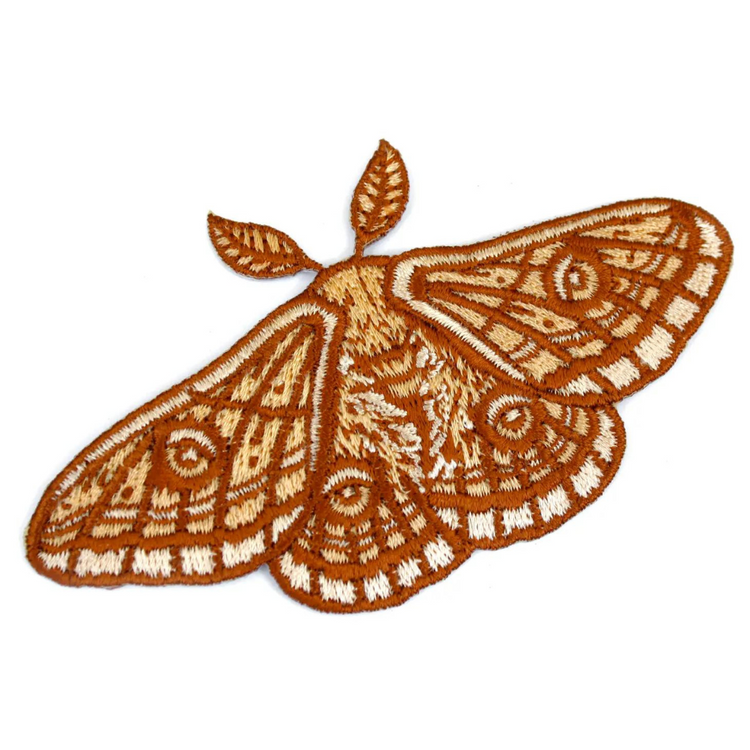 Emperor Moth Embroidered Iron On Patch