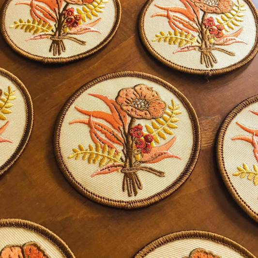 Floral Embroidered Patch, Iron On Patch