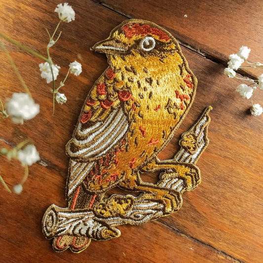 Palm Warbler Bird Embroidered Iron On Patch