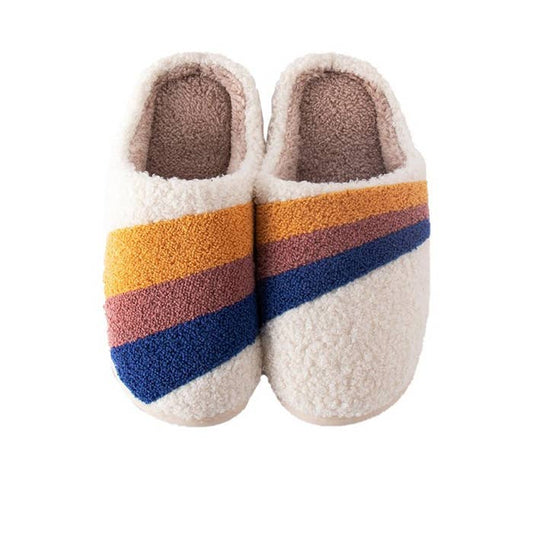 Fuzzy Retro Stripe Slippers