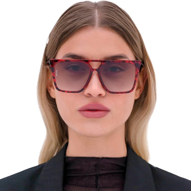 Otra Lisi Oversized Red Tortoise Sunglasses with Gradient Smoke Lens