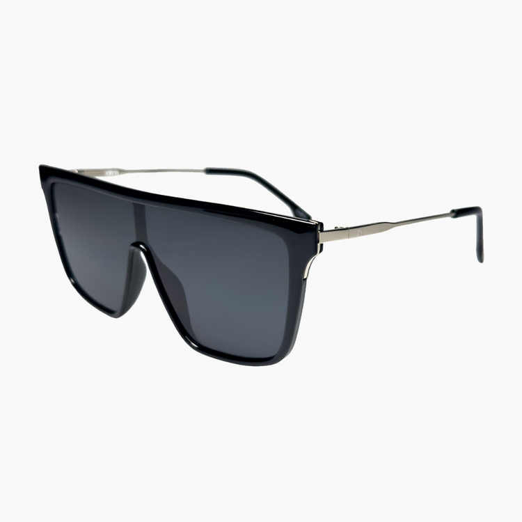 Otra Indie Bold Black Oversized Sunglasses withStrong Flat Bridge and Smoke Lens