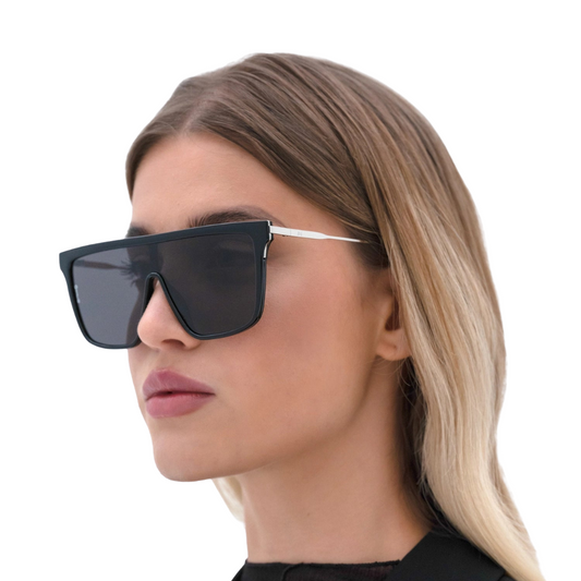 Otra Indie Bold Black Oversized Sunglasses withStrong Flat Bridge and Smoke Lens