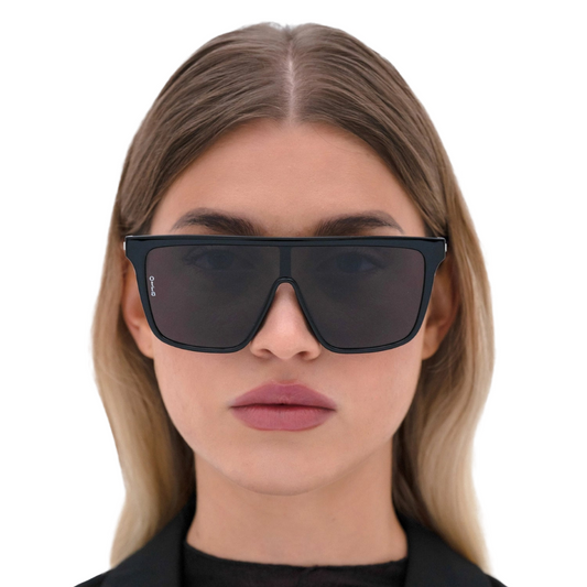 Otra Indie Bold Black Oversized Sunglasses withStrong Flat Bridge and Smoke Lens