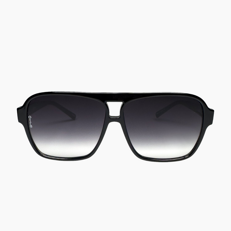 Otra Alix Oversized Black Aviator Sunglasses with Gradient Fade Smoke Lens