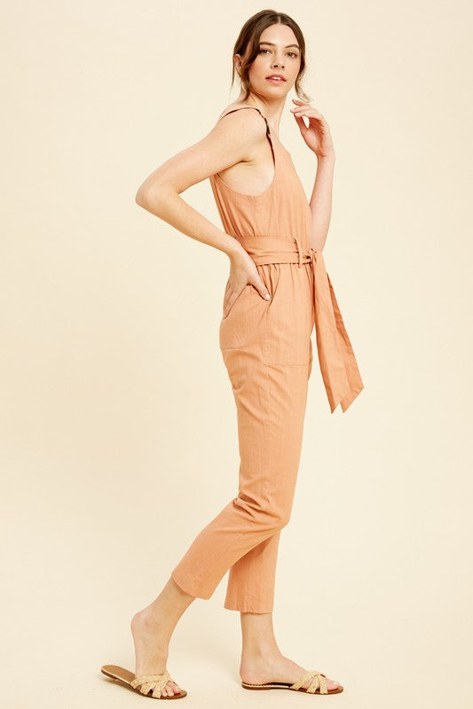 Textured Stretch Cotton O-ring Jumpsuit